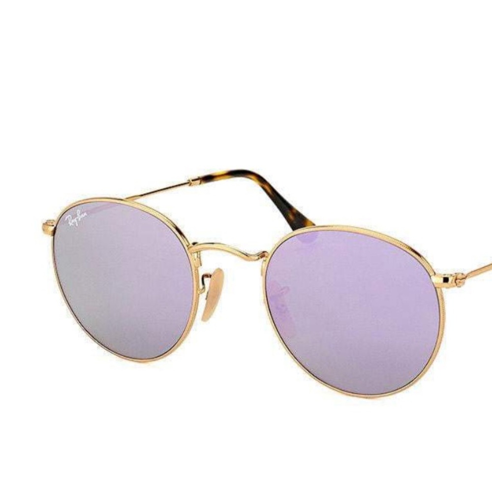 Ray-Ban Round Flat Lenses Gold Sunglasses